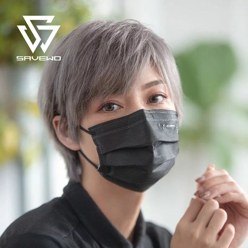 SAVEWO ClassicMask three-fold flat mask (30 pieces/box, individually packaged) [black style] 