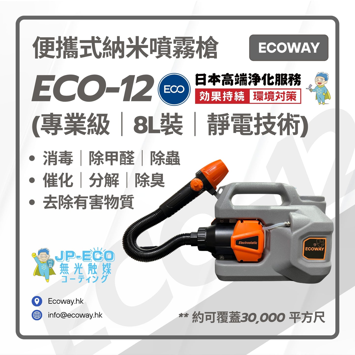 ECOWAY｜Portable Nano Spray Gun｜Professional Grade｜8L Pack｜Electrostatic Technology 